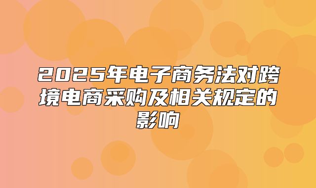 2025年电子商务法对跨境电商采购及相关规定的影响