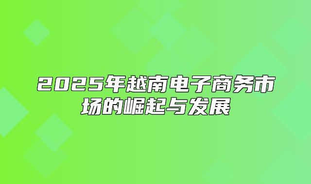 2025年越南电子商务市场的崛起与发展
