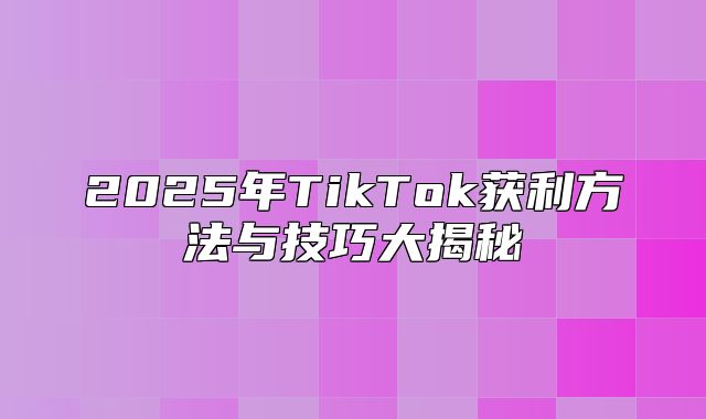 2025年TikTok获利方法与技巧大揭秘