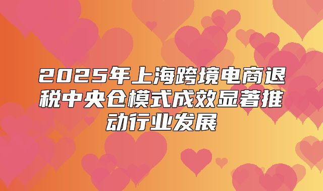 2025年上海跨境电商退税中央仓模式成效显著推动行业发展