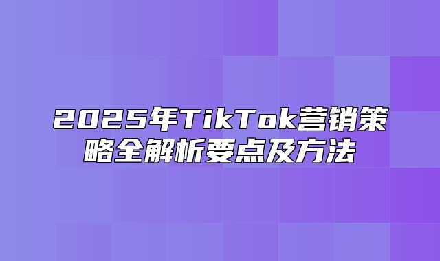 2025年TikTok营销策略全解析要点及方法