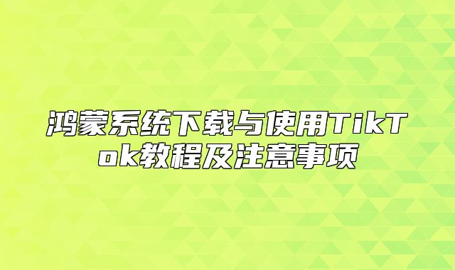 鸿蒙系统下载与使用TikTok教程及注意事项