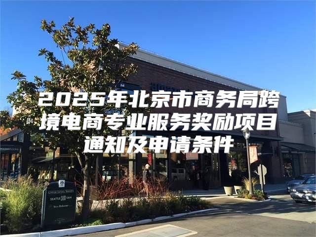 2025年北京市商务局跨境电商专业服务奖励项目通知及申请条件