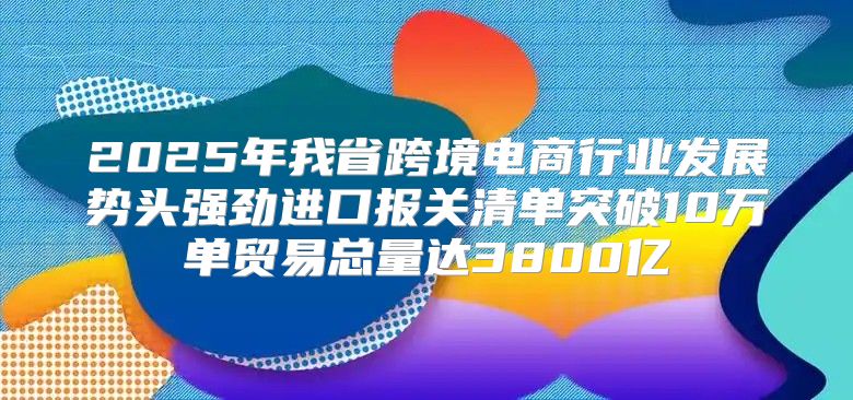 2025年我省跨境电商行业发展势头强劲进口报关清单突破10万单贸易总量达3800亿