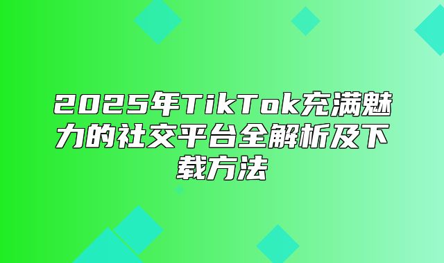 2025年TikTok充满魅力的社交平台全解析及下载方法