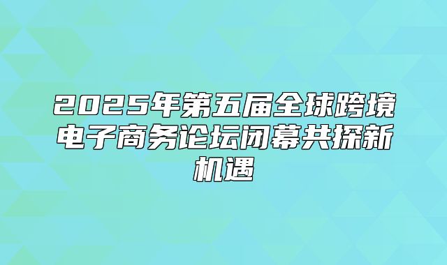 2025年第五届全球跨境电子商务论坛闭幕共探新机遇