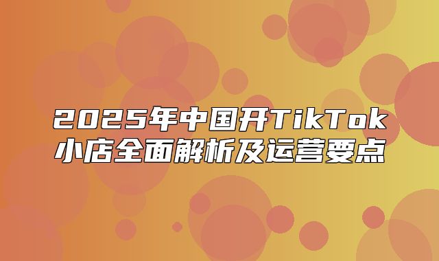 2025年中国开TikTok小店全面解析及运营要点