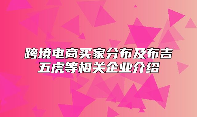 跨境电商买家分布及布吉五虎等相关企业介绍
