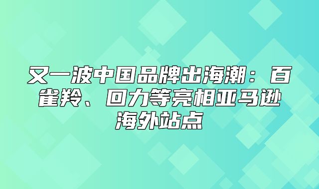 又一波中国品牌出海潮：百雀羚、回力等亮相亚马逊海外站点
