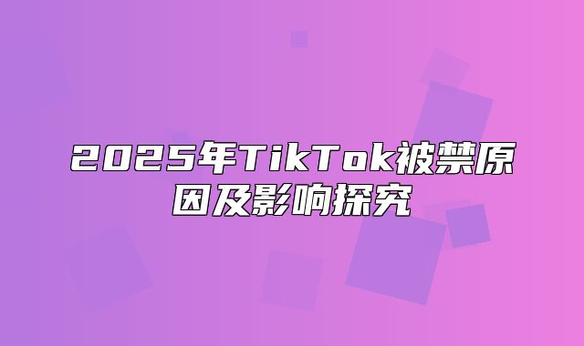 2025年TikTok被禁原因及影响探究