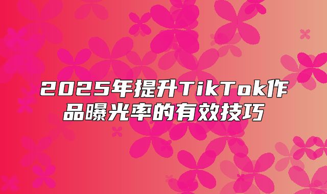2025年提升TikTok作品曝光率的有效技巧