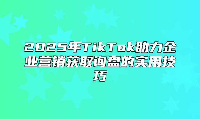 2025年TikTok助力企业营销获取询盘的实用技巧