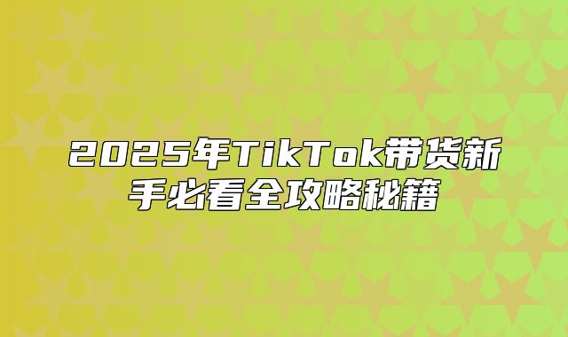 2025年TikTok带货新手必看全攻略秘籍