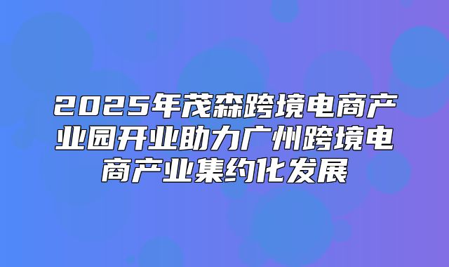2025年茂森跨境电商产业园开业助力广州跨境电商产业集约化发展