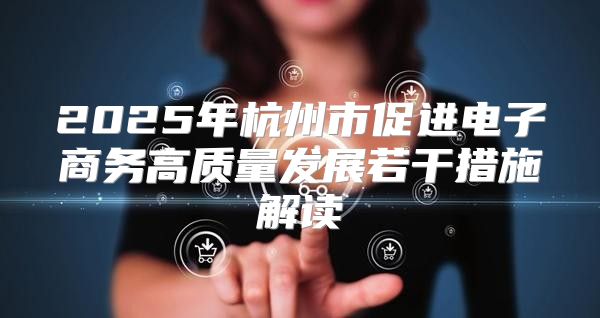 2025年杭州市促进电子商务高质量发展若干措施解读