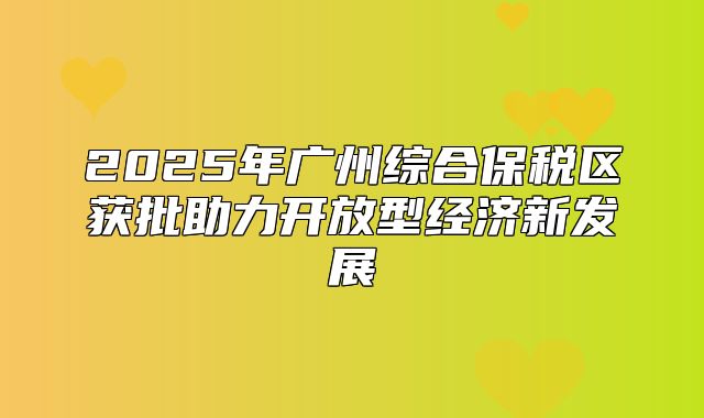 2025年广州综合保税区获批助力开放型经济新发展