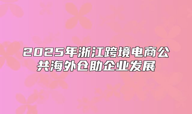 2025年浙江跨境电商公共海外仓助企业发展