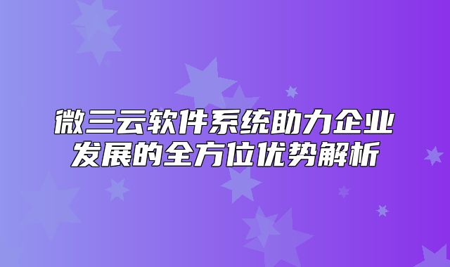 微三云软件系统助力企业发展的全方位优势解析
