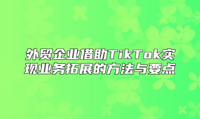 外贸企业借助TikTok实现业务拓展的方法与要点