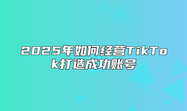 2025年如何经营TikTok打造成功账号