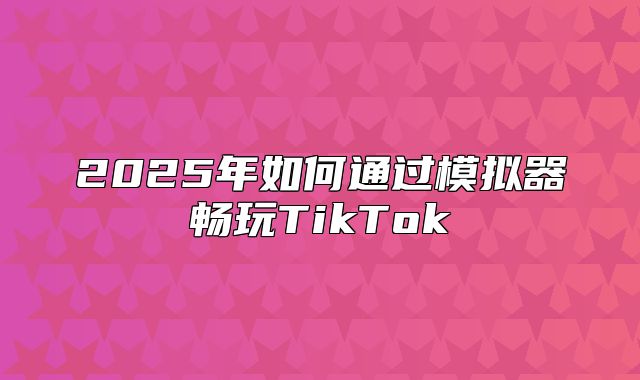 2025年如何通过模拟器畅玩TikTok