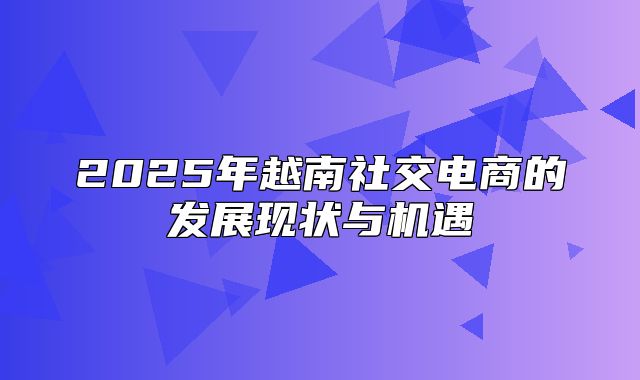 2025年越南社交电商的发展现状与机遇