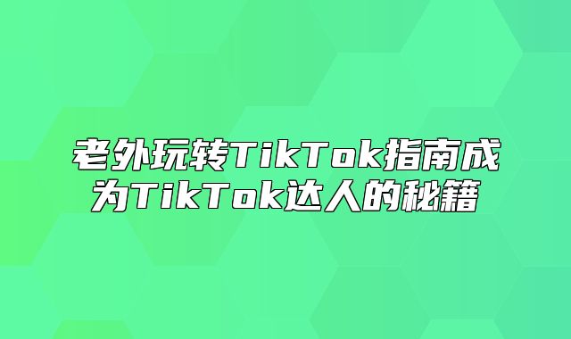 老外玩转TikTok指南成为TikTok达人的秘籍
