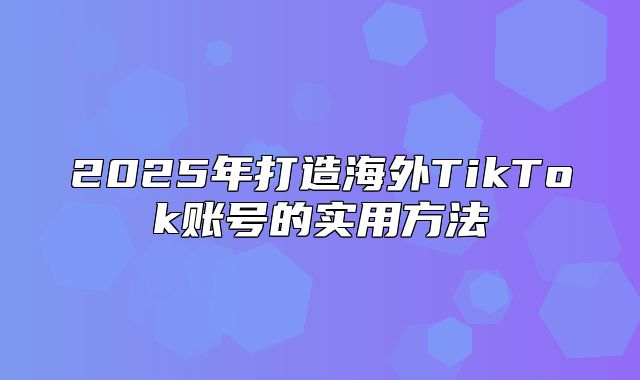 2025年打造海外TikTok账号的实用方法
