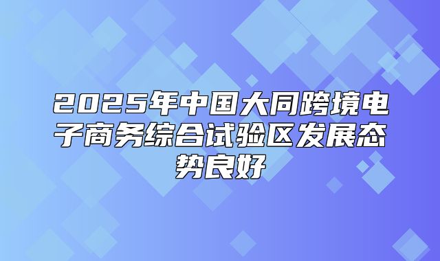 2025年中国大同跨境电子商务综合试验区发展态势良好