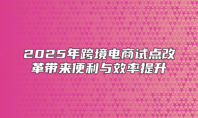2025年跨境电商试点改革带来便利与效率提升