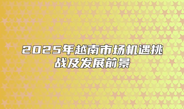 2025年越南市场机遇挑战及发展前景