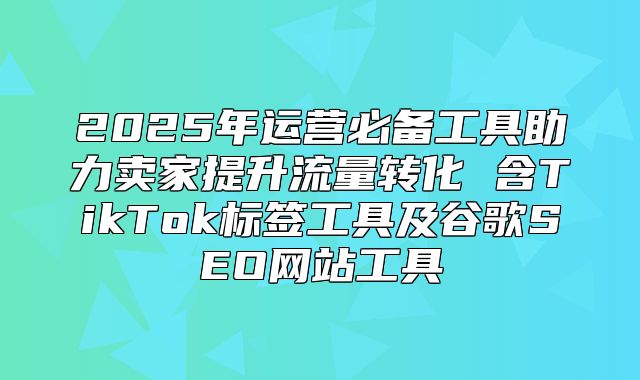 2025年运营必备工具助力卖家提升流量转化 含TikTok标签工具及谷歌SEO网站工具