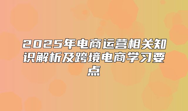 2025年电商运营相关知识解析及跨境电商学习要点