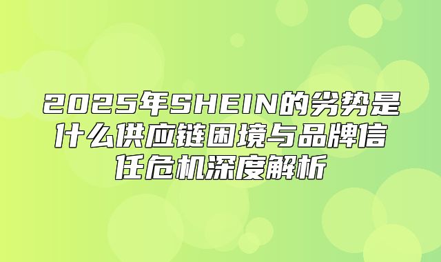 2025年SHEIN的劣势是什么供应链困境与品牌信任危机深度解析