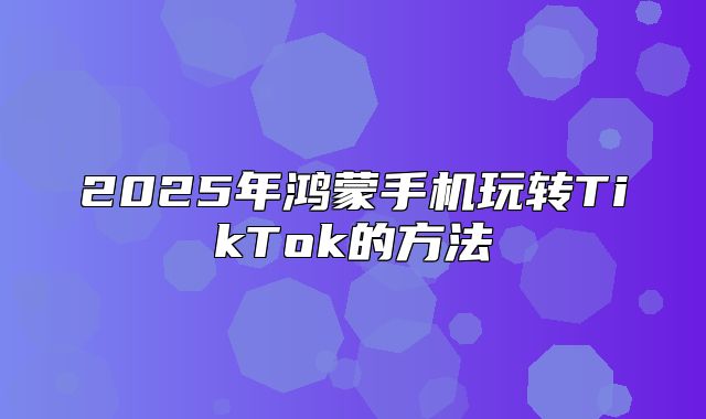 2025年鸿蒙手机玩转TikTok的方法