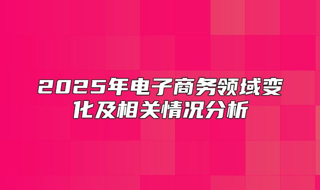 2025年电子商务领域变化及相关情况分析