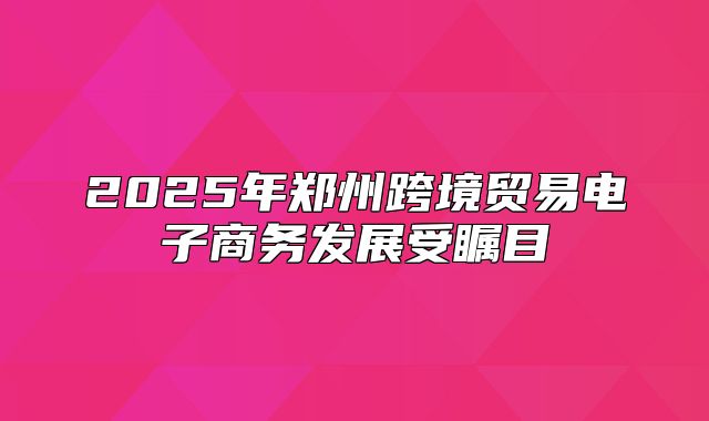 2025年郑州跨境贸易电子商务发展受瞩目