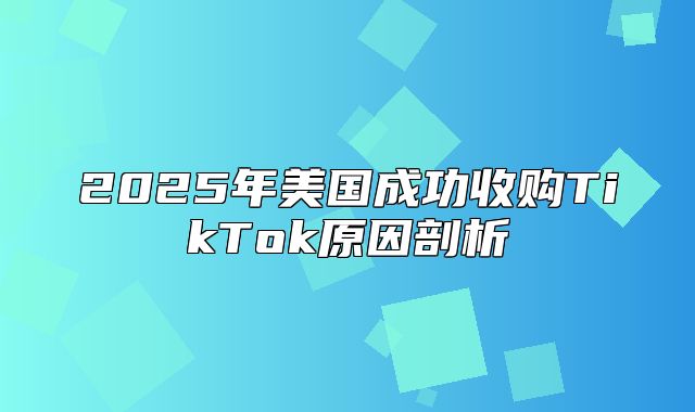 2025年美国成功收购TikTok原因剖析