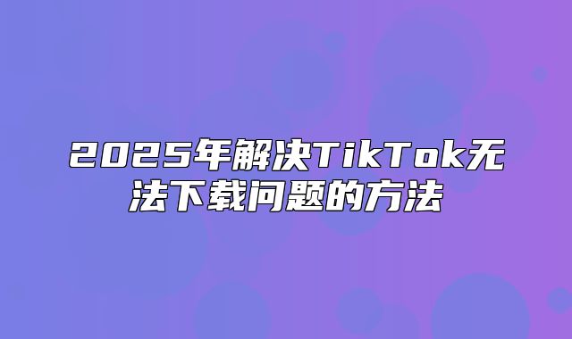 2025年解决TikTok无法下载问题的方法