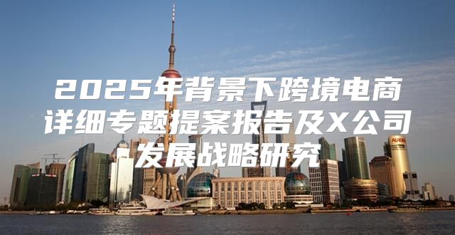 2025年背景下跨境电商详细专题提案报告及X公司发展战略研究