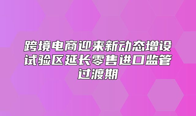 跨境电商迎来新动态增设试验区延长零售进口监管过渡期