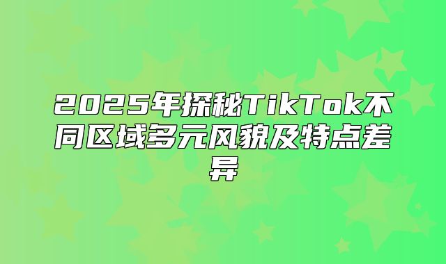 2025年探秘TikTok不同区域多元风貌及特点差异