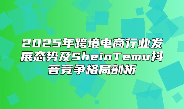 2025年跨境电商行业发展态势及SheinTemu抖音竞争格局剖析