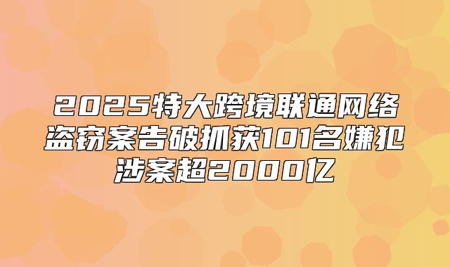 2025特大跨境联通网络盗窃案告破抓获101名嫌犯涉案超2000亿