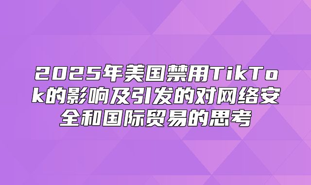 2025年美国禁用TikTok的影响及引发的对网络安全和国际贸易的思考