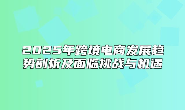2025年跨境电商发展趋势剖析及面临挑战与机遇