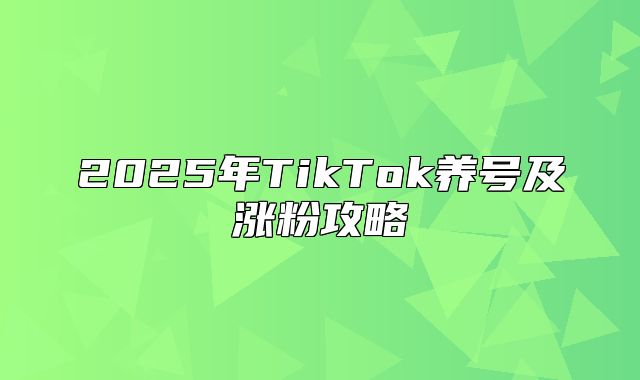 2025年TikTok养号及涨粉攻略