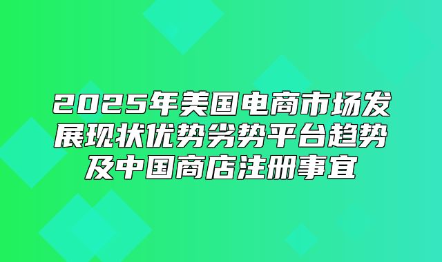2025年美国电商市场发展现状优势劣势平台趋势及中国商店注册事宜