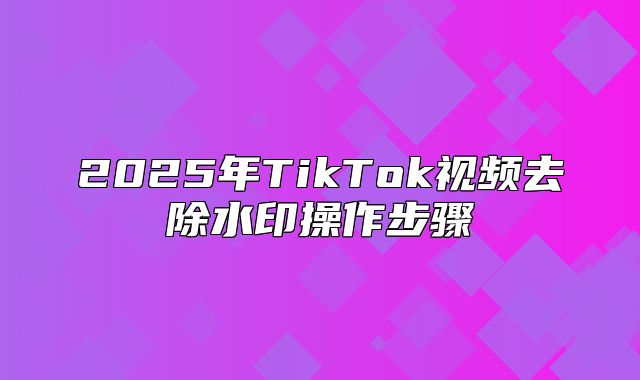 2025年TikTok视频去除水印操作步骤