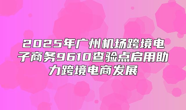 2025年广州机场跨境电子商务9610查验点启用助力跨境电商发展